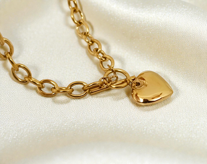 Dikke ketting hart roestvrij staal 18K verguld: Ketting+hanger