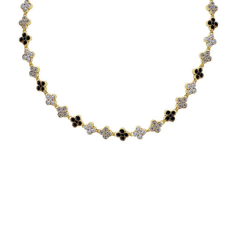 KETTING MET KLEURRIJKE STRASS KLAVERTJESVIER