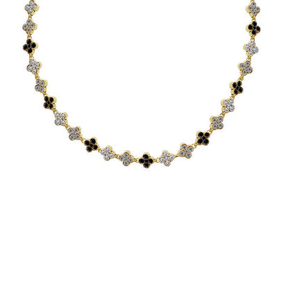 KETTING MET KLEURRIJKE STRASS KLAVERTJESVIER