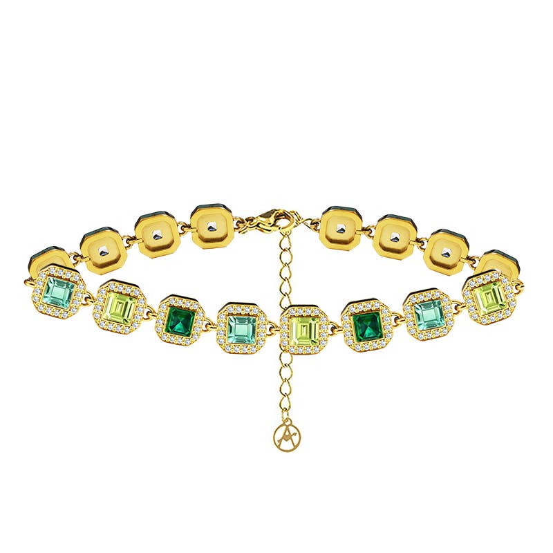 ARMBAND MET GEKLEURDE VIERKANTE ZIRKONIA'S