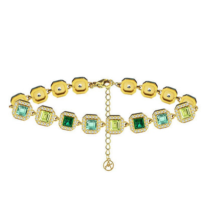 ARMBAND MET GEKLEURDE VIERKANTE ZIRKONIA'S