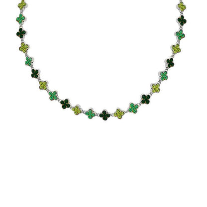 KETTING MET KLEURRIJKE STRASS KLAVERTJESVIER