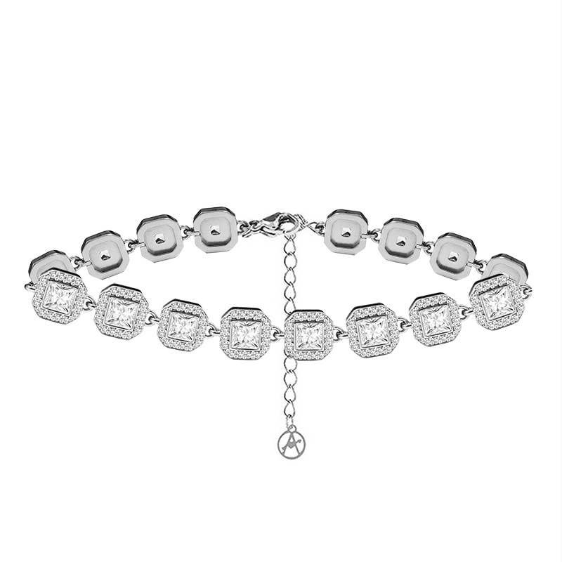 ARMBAND MET GEKLEURDE VIERKANTE ZIRKONIA'S