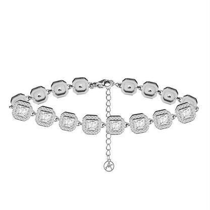 ARMBAND MET GEKLEURDE VIERKANTE ZIRKONIA'S