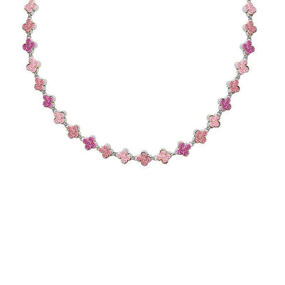 KETTING MET KLEURRIJKE STRASS KLAVERTJESVIER