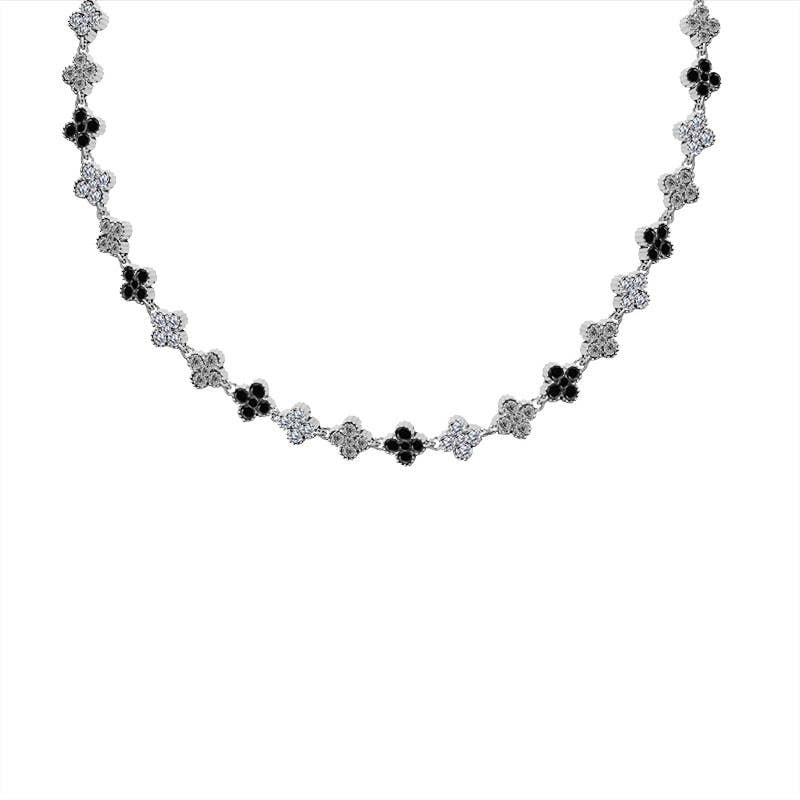 KETTING MET KLEURRIJKE STRASS KLAVERTJESVIER