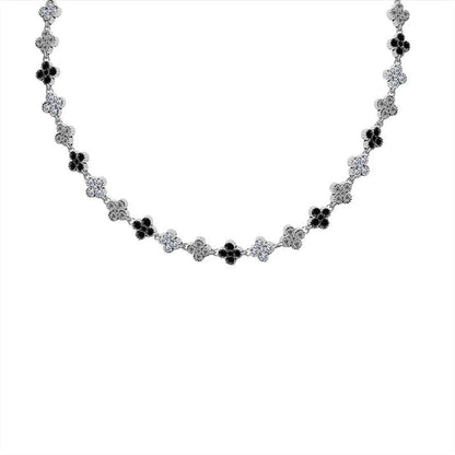 KETTING MET KLEURRIJKE STRASS KLAVERTJESVIER