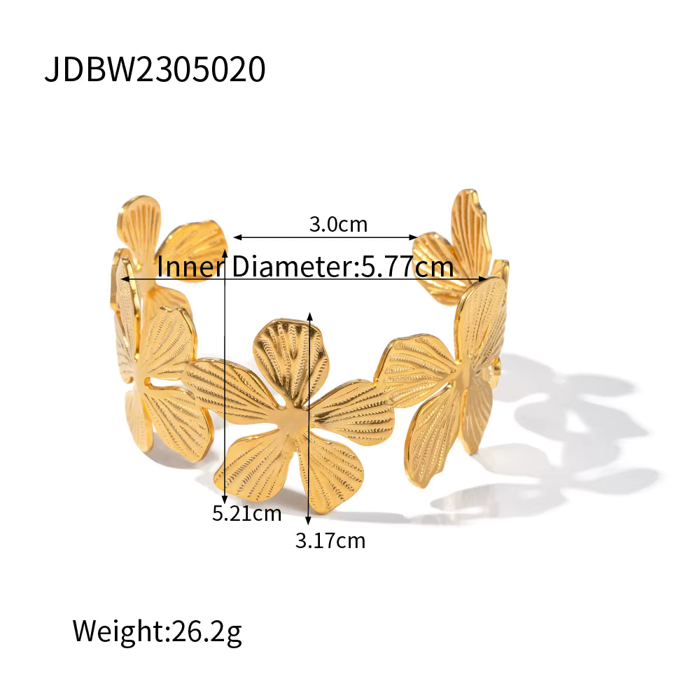 Sieraden 18K RVS Luxe Bloem Twee Tone Armbanden