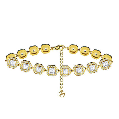 ARMBAND MET GEKLEURDE VIERKANTE ZIRKONIA'S
