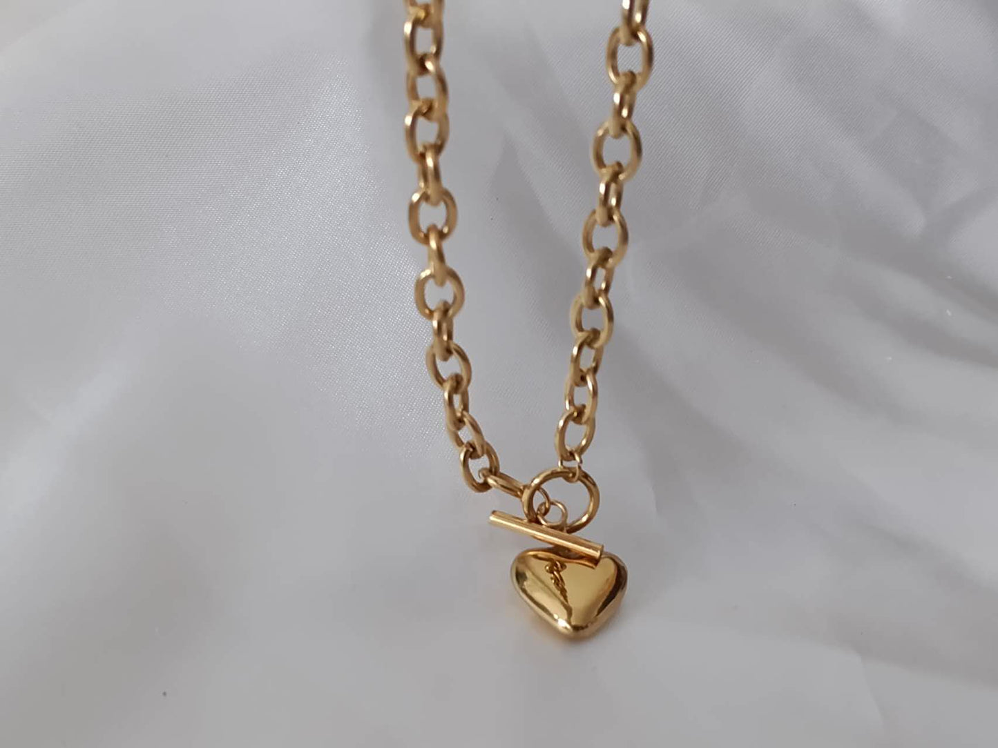 Dikke ketting hart roestvrij staal 18K verguld: Ketting+hanger