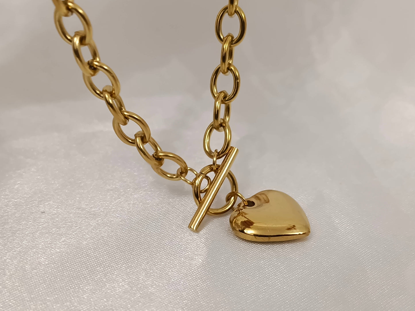 Dikke ketting hart roestvrij staal 18K verguld: Ketting+hanger