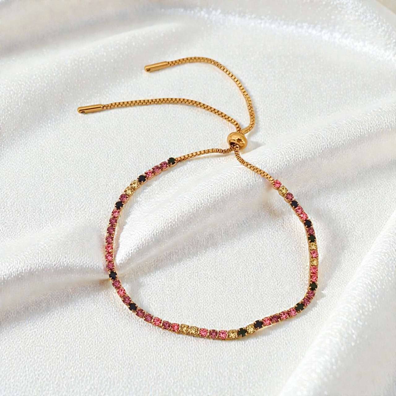 Regenboog zirkonia tennisarmband 18K goud roestvrij staal