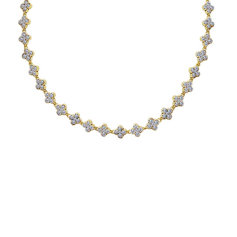 KETTING MET KLEURRIJKE STRASS KLAVERTJESVIER