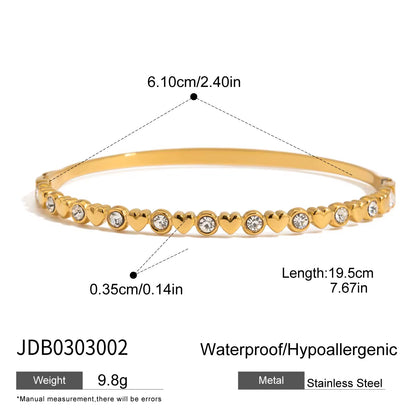 Luxe 18K verguld roestvrijstalen armband met strass steentjes, waterdicht, hypoallergeen, omkeerbare sluiting