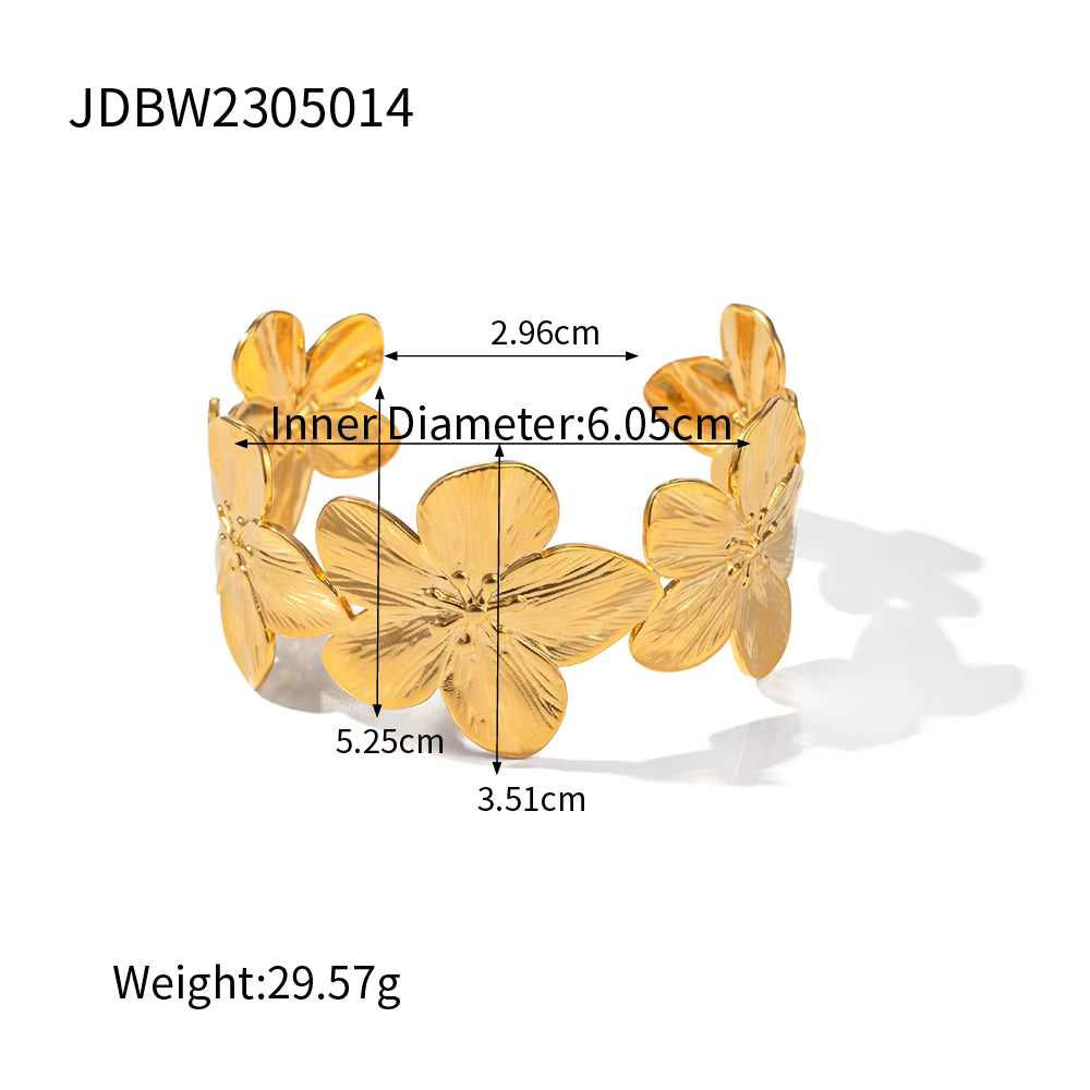Sieraden 18K RVS Luxe Bloem Twee Tone Armbanden