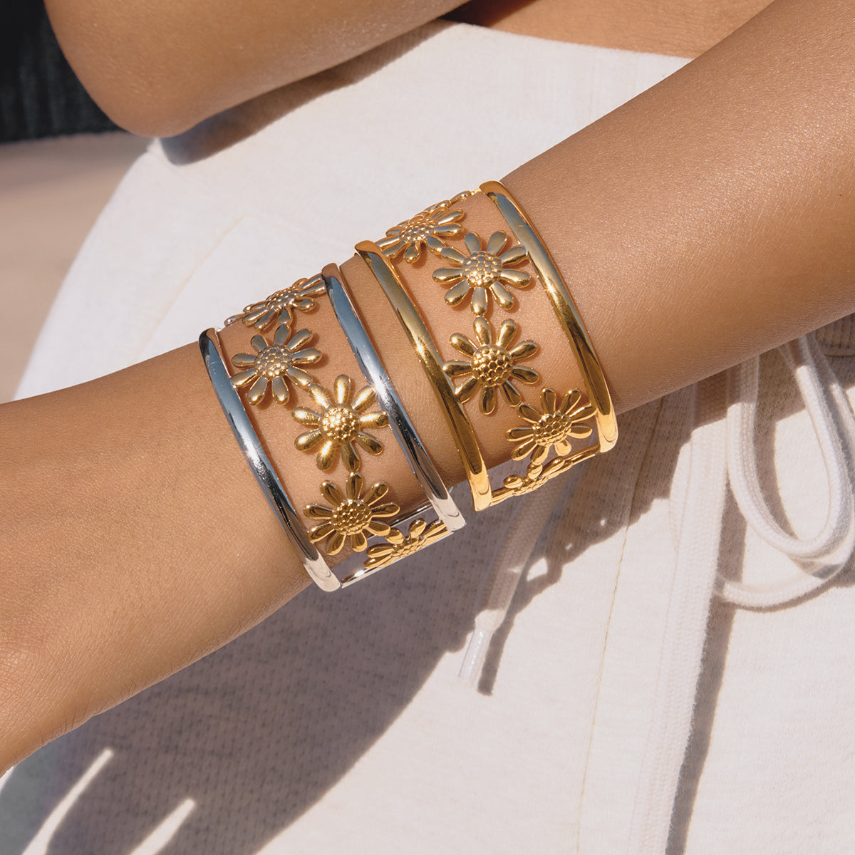 Bohemian Daisy Opengewerkte Armband 18K Goudgeplateerd