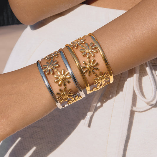 Bohemian Daisy Opengewerkte Armband 18K Goudgeplateerd
