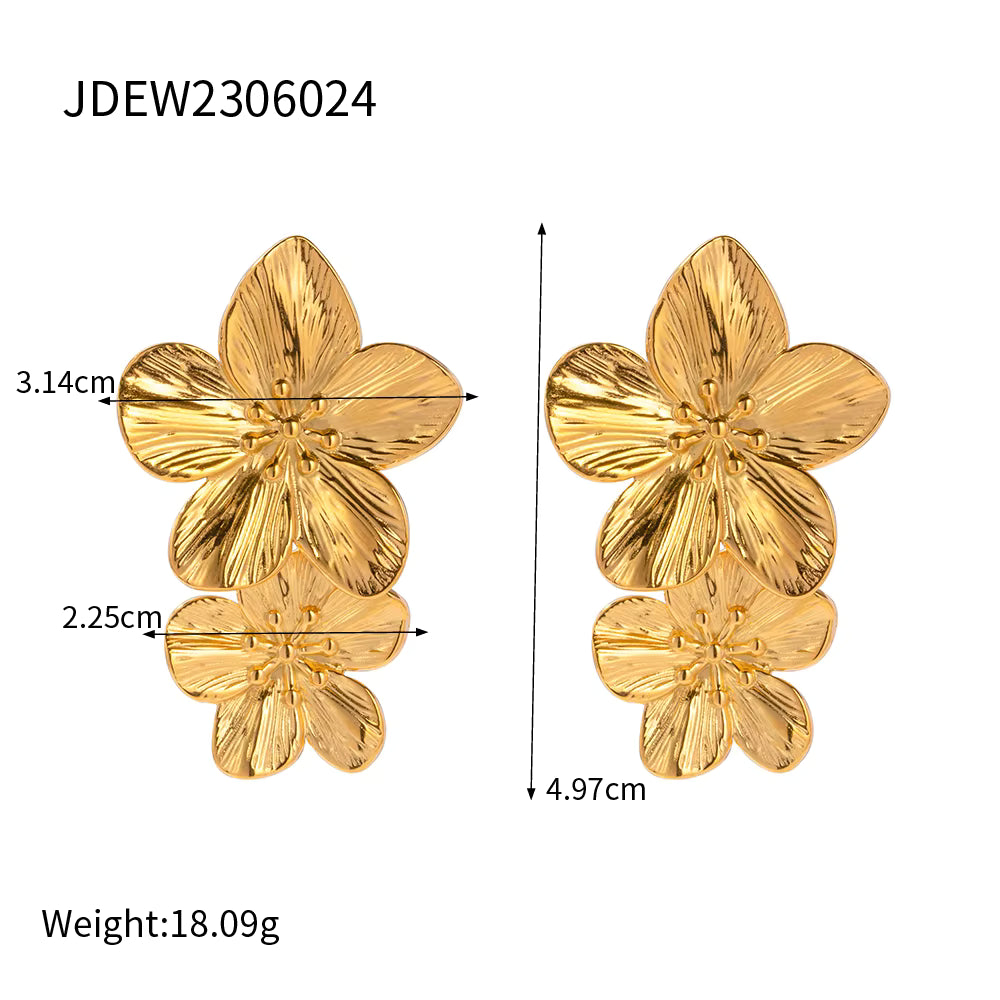 18K RVS Luxe Bloem Oorknopjes Set
