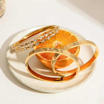 Luxe 18K verguld roestvrijstalen armband met strass steentjes, waterdicht, hypoallergeen, omkeerbare sluiting