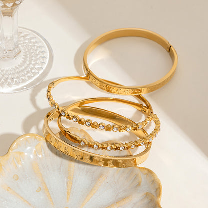 Luxe 18K verguld roestvrijstalen armband met strass steentjes, waterdicht, hypoallergeen, omkeerbare sluiting