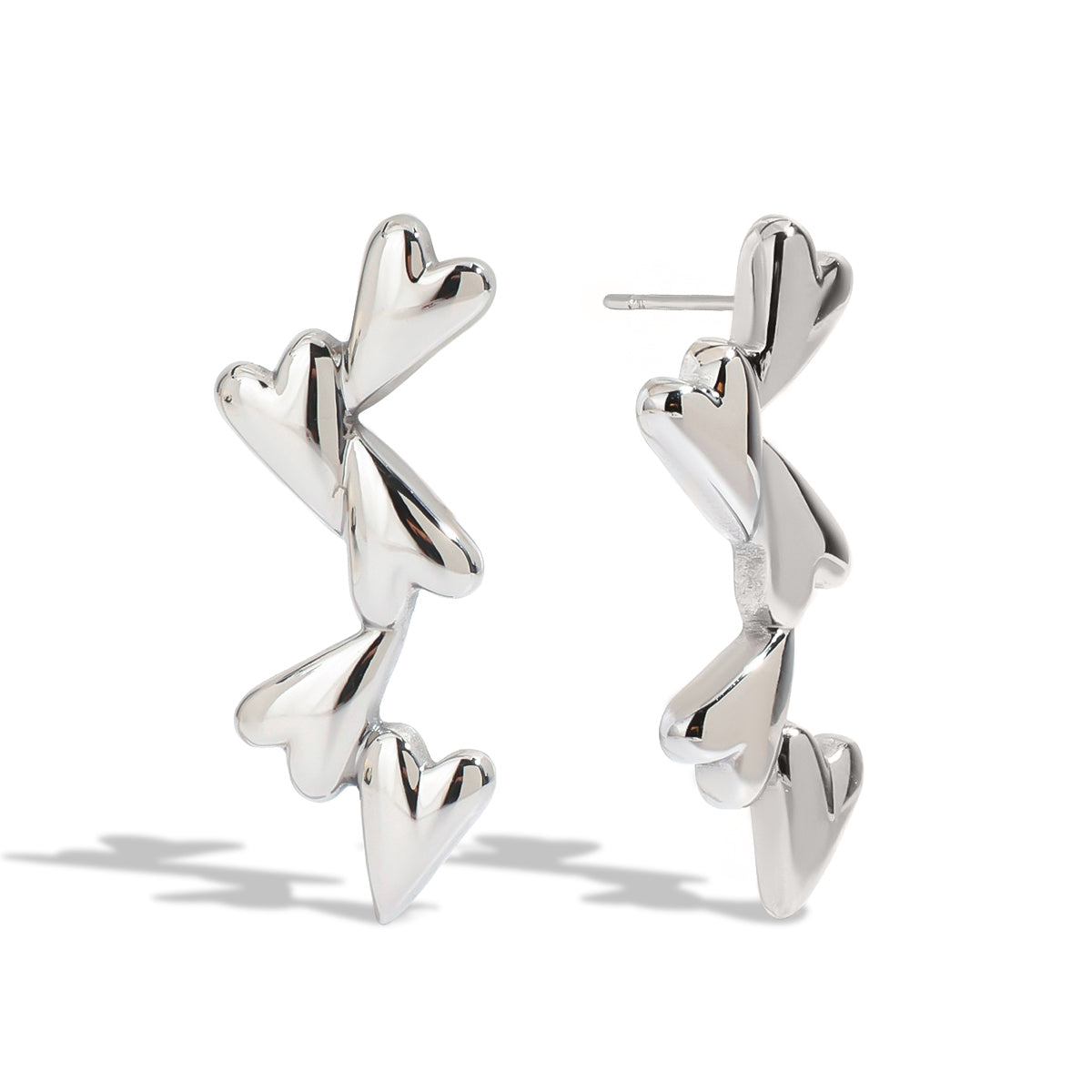 Stainless Steel Love Staggered Drop Earrings
