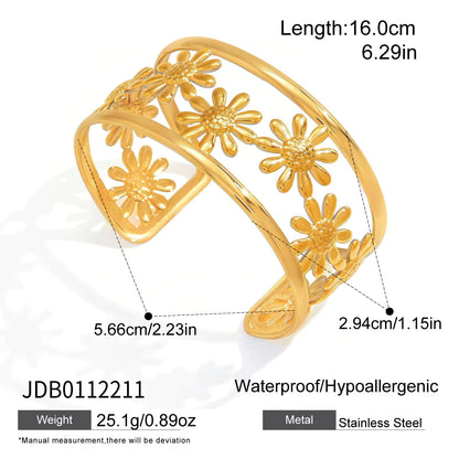 Bohemian Daisy Opengewerkte Armband 18K Goudgeplateerd