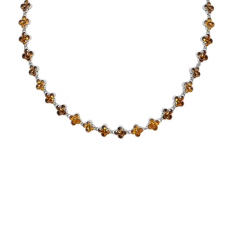 KETTING MET KLEURRIJKE STRASS KLAVERTJESVIER