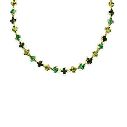 KETTING MET KLEURRIJKE STRASS KLAVERTJESVIER