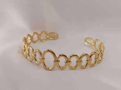Opengewerkte armband van roestvrij staal, verguld met 18K PVD-goud