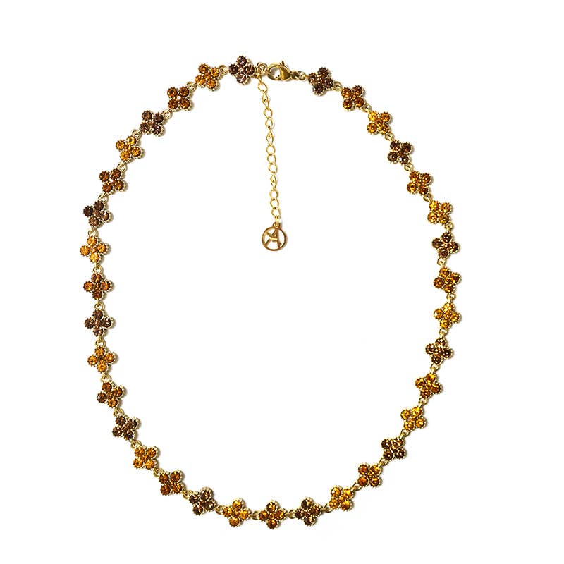 KETTING MET KLEURRIJKE STRASS KLAVERTJESVIER