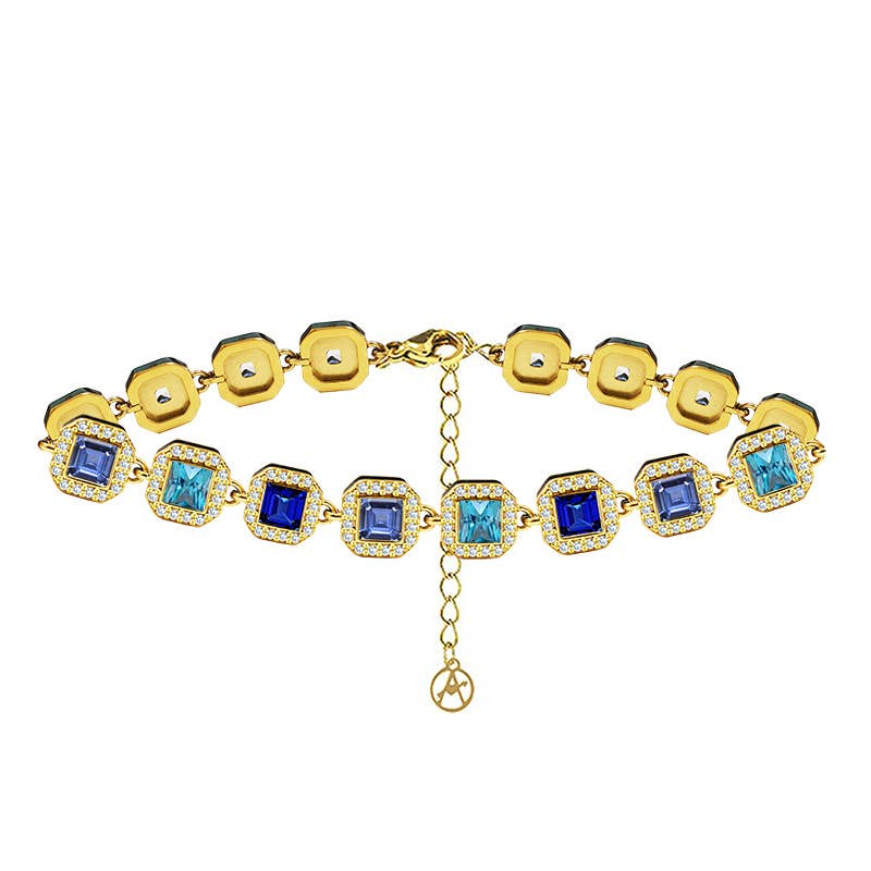 ARMBAND MET GEKLEURDE VIERKANTE ZIRKONIA'S