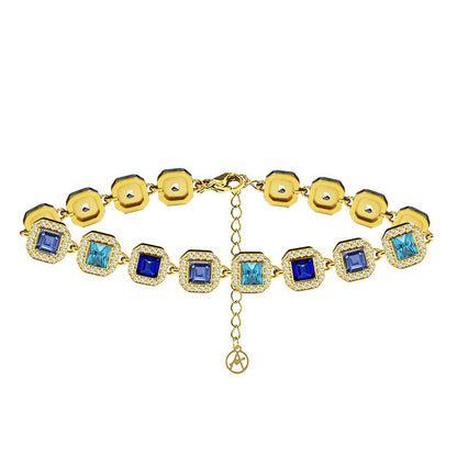 ARMBAND MET GEKLEURDE VIERKANTE ZIRKONIA'S