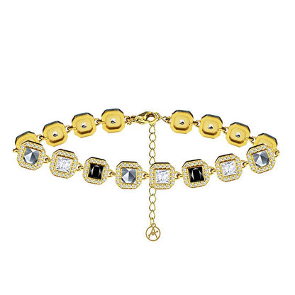 ARMBAND MET GEKLEURDE VIERKANTE ZIRKONIA'S