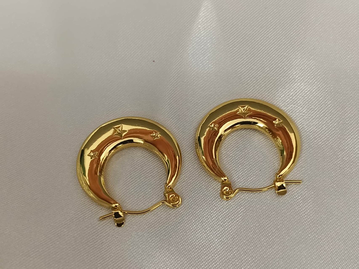 18K goud vergulde stalen poolster oorringen: Een paar