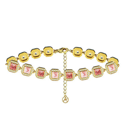 ARMBAND MET GEKLEURDE VIERKANTE ZIRKONIA'S
