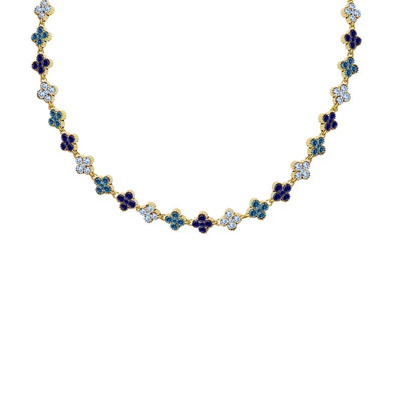 KETTING MET KLEURRIJKE STRASS KLAVERTJESVIER