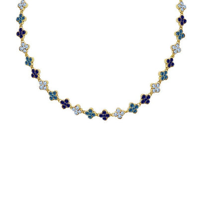 KETTING MET KLEURRIJKE STRASS KLAVERTJESVIER