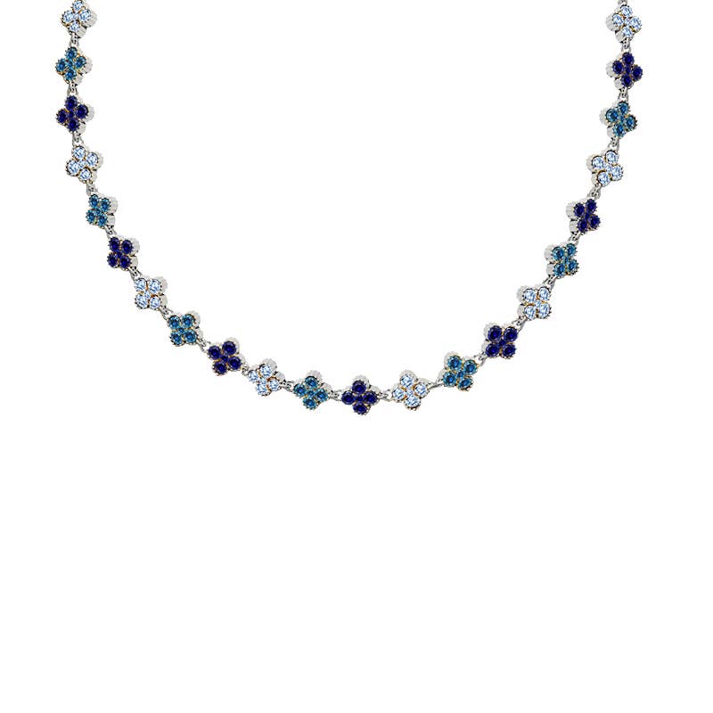 KETTING MET KLEURRIJKE STRASS KLAVERTJESVIER