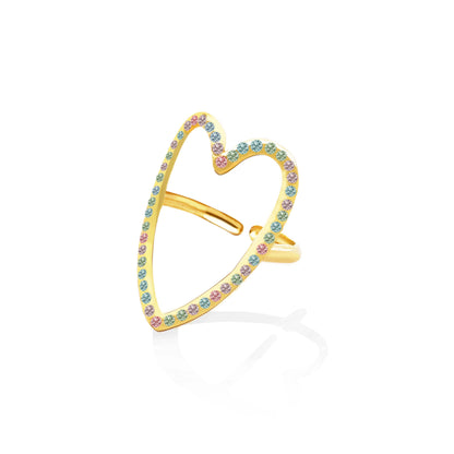 Verstelbare hartvormige ring OY24624A48 goud