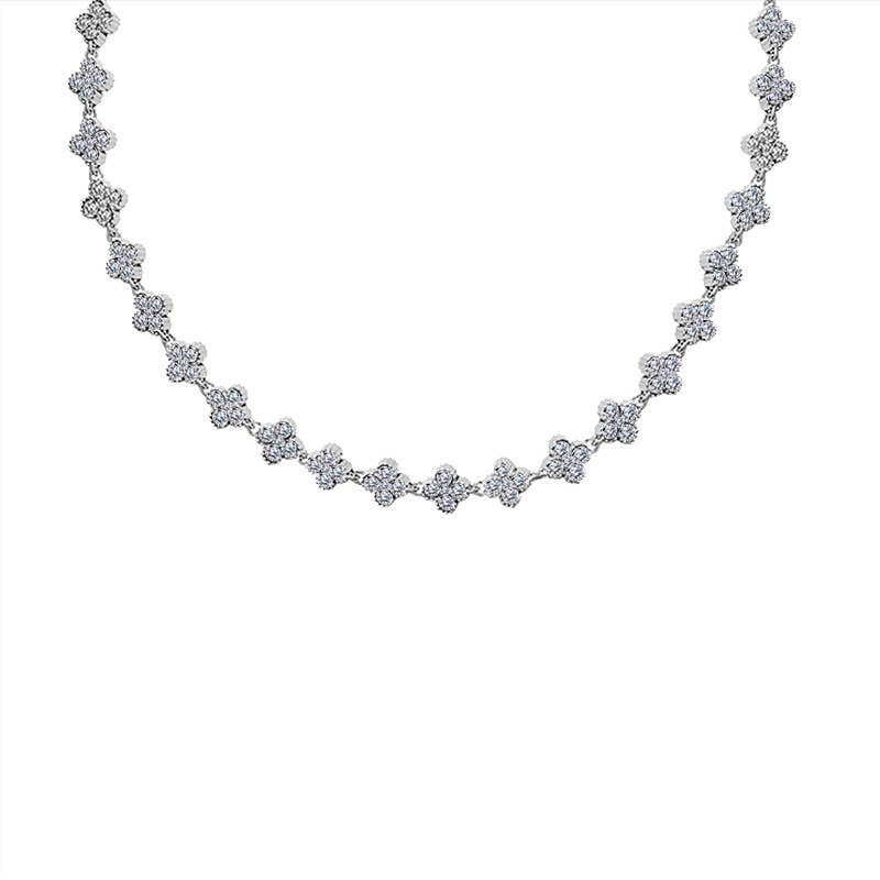KETTING MET KLEURRIJKE STRASS KLAVERTJESVIER