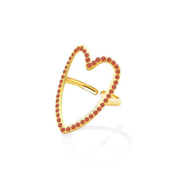 Verstelbare hartvormige ring OY24624A48 goud