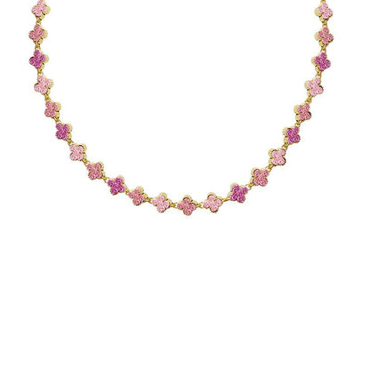 KETTING MET KLEURRIJKE STRASS KLAVERTJESVIER