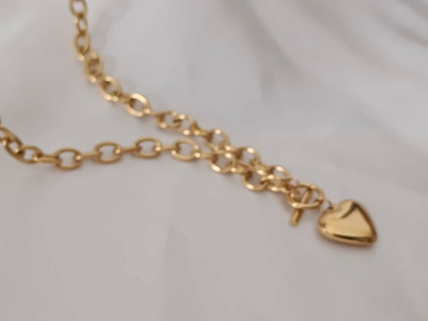 Dikke ketting hart roestvrij staal 18K verguld: Ketting+hanger